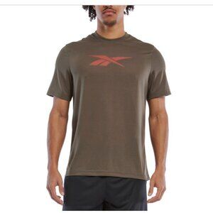 Reebok Men's Vector Performance Short Sleeve Logo Graphic T-Shirt Green Size M